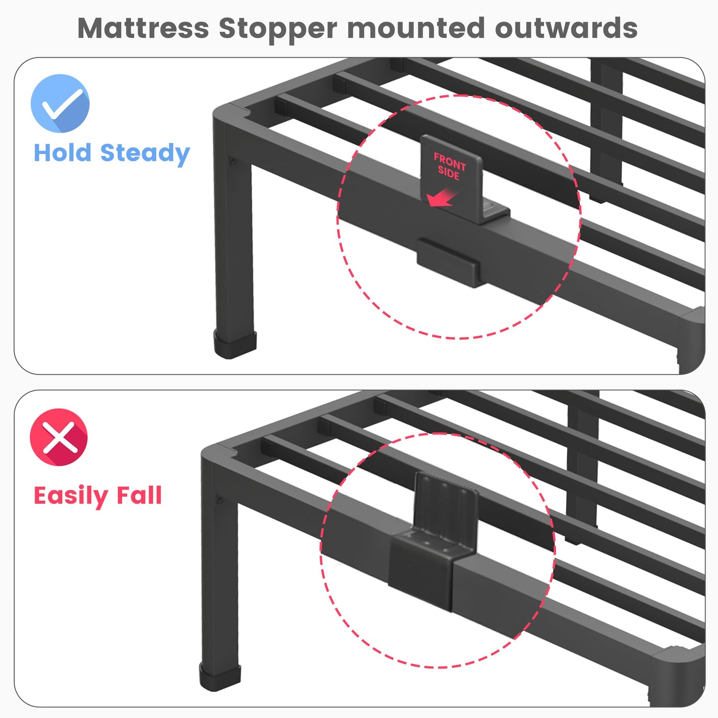 Superay 4 Inch Queen Bed Frame Low Profile, Heavy Duty Metal Platform Bed Frame with Round Corner Legs, Sturdy Mattress Foundation, No Box Spring Needed, Easy Assembly, Noise Free, Black
