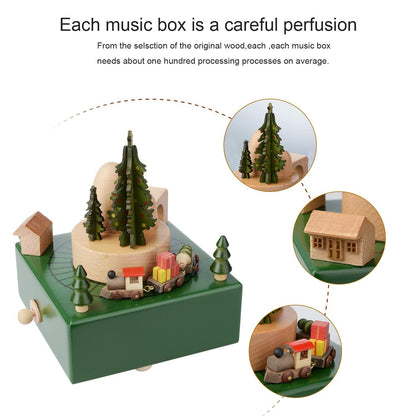 Takefuns Wooden Music Box Present Christmas Train Musical Box for Her,Musical Box Smart Castle Toy Birthday Present for Lover Friends and Children，Play Merry Christmas Song