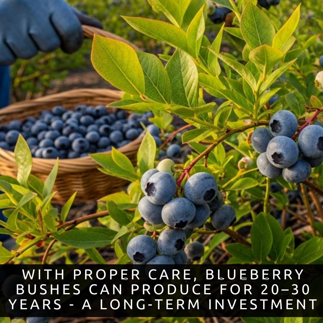 5 Blueberry Live Plant Seedlings for Growing (High Bush Blueberry) - Grow Delicious Blue Berry Bush Patch 5 Live Blueberry Plants - Ships Bare Root, No Pots Included