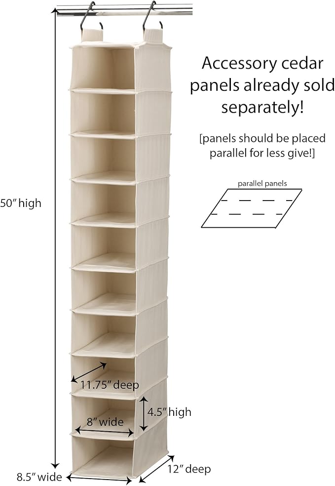 Household Essentials Hanging Shoe Organizer, 10 Wide Cubbies
