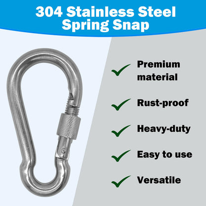 Outmate 304 Stainless Steel Carabiners -2 inch Heavy Duty, Durable & Rust-Free Clips for Gym, Swing, Dog Leashes, Hammocks, Keychains, and More(304,M5 with Screw,Pack of 12)