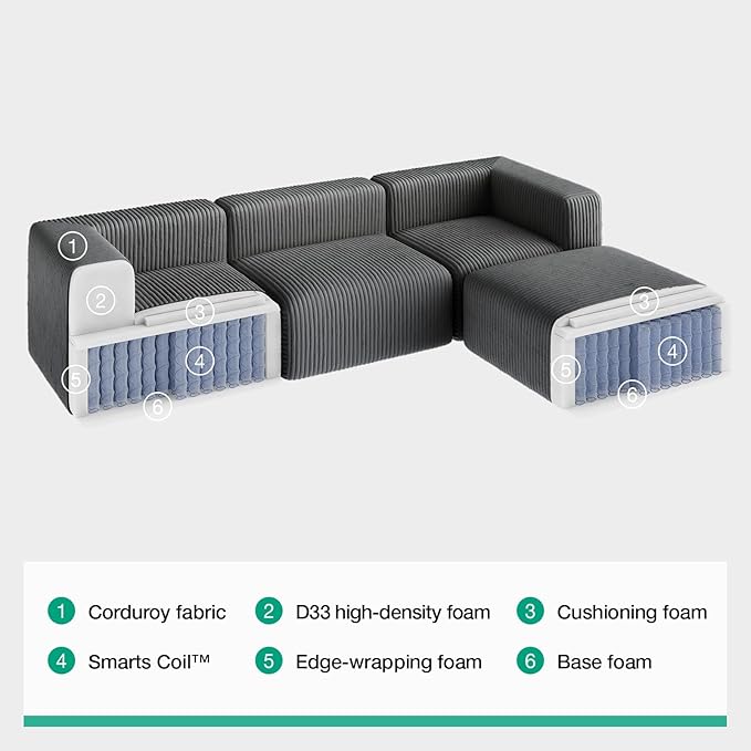 Novilla 106" Modular Sectional Sofa, Modern Cloud Sectional Couch