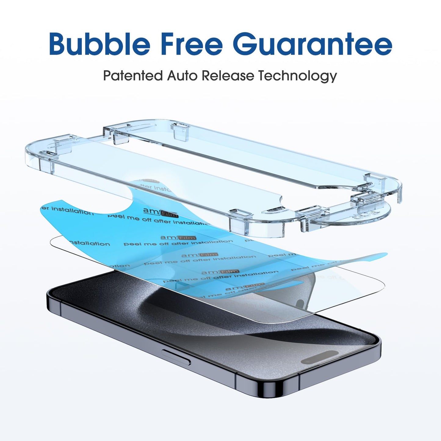 amFilm Auto-Alignment OneTouch for iPhone 16 [6.1''] Screen Protector + Camera Lens Protector, Tempered Glass, 30 seconds Installation, Bubble Free, Case Friendly, Anti-Scratch [2+2 Pack]