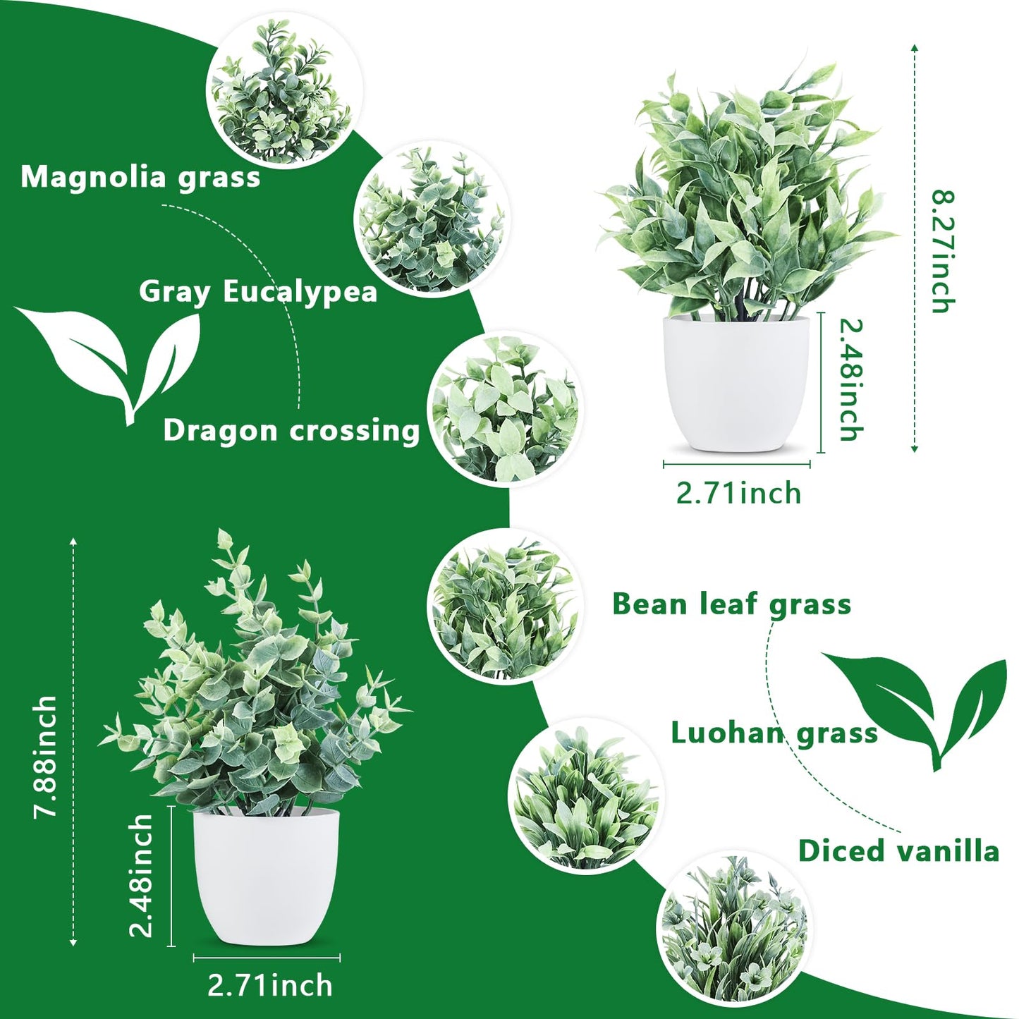 TngsChryxia 6pcs Mini Fake Plants Office Decor for Women, Small Artificial Plants Home Spring Decor Living Room, Indoor Small Plant Potted Faux Greenery for Farmhouse Bathroom Decorations