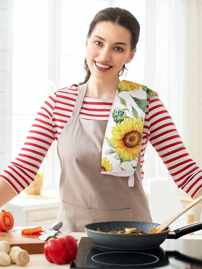 Bencailor 4 Pcs Sunflower Kitchen Towels Welcome to Our Home Hand Dish Towels
