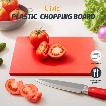 CLIVIA Commercial Grade Cutting Board for Kitchens,Plastic Chopping Board, 20 x 15 x 1/2 Inch, Multi-Color 6 of Pack Set,NSF Certified,for Vegetable Meat or Cheese