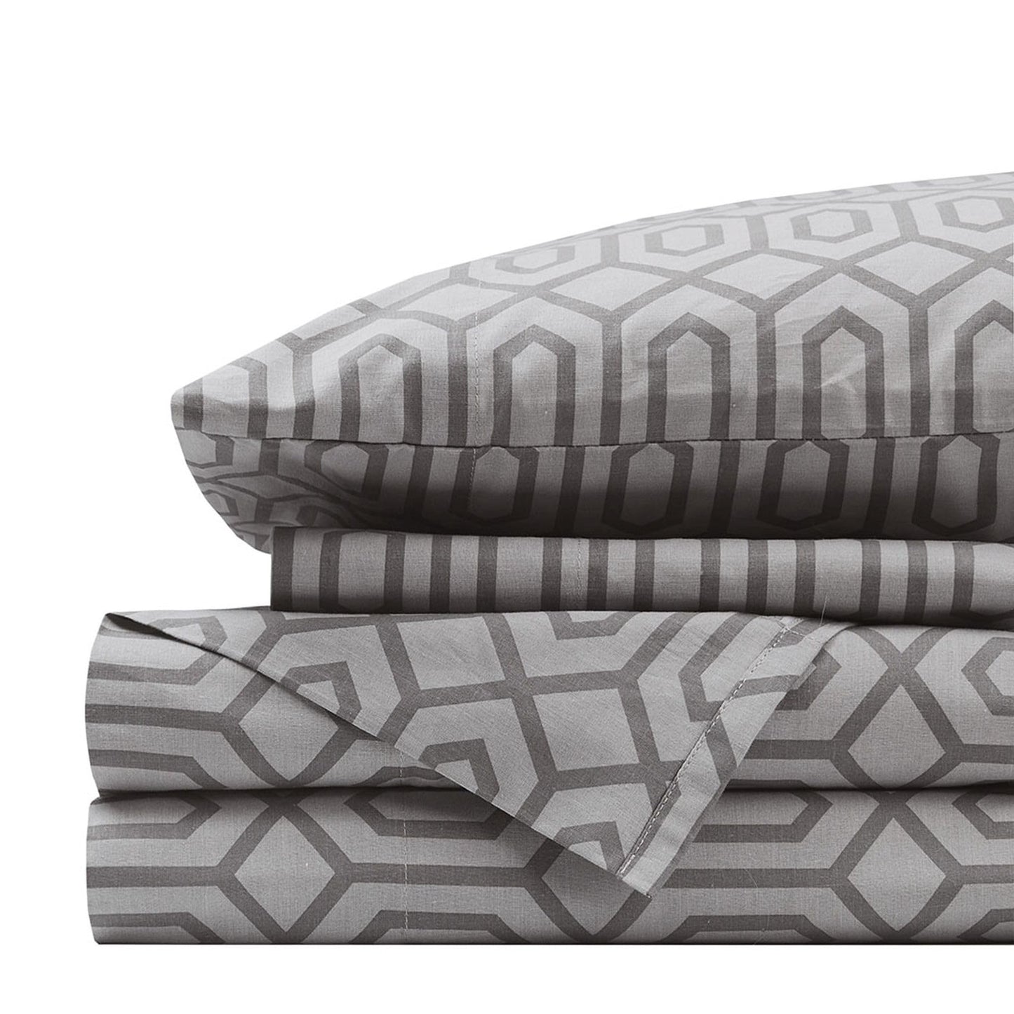 Comfort Spaces 100% Cotton Sheet Set Breathable, Lightweight, Soft with 12" Elastic Pocket Fits up to 14" Mattress, All Season Cozy Bedding, Matching Pillow Case, Twin XL Diamond Sliver 3 Piece