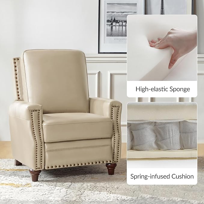 HULALA HOME Genuine Leather Manual Recliner Chair