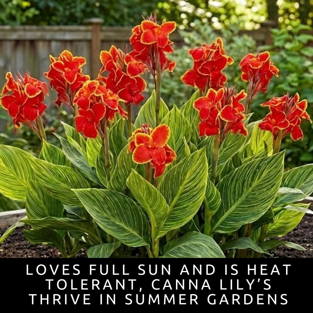 Lucifer Canna Lily Bulbs for Planting – Bright Red Flowers with Golden Yellow Edges – Tropical Summer Blooming Plants – Premium Canna Rhizomes (3 Bulbs)