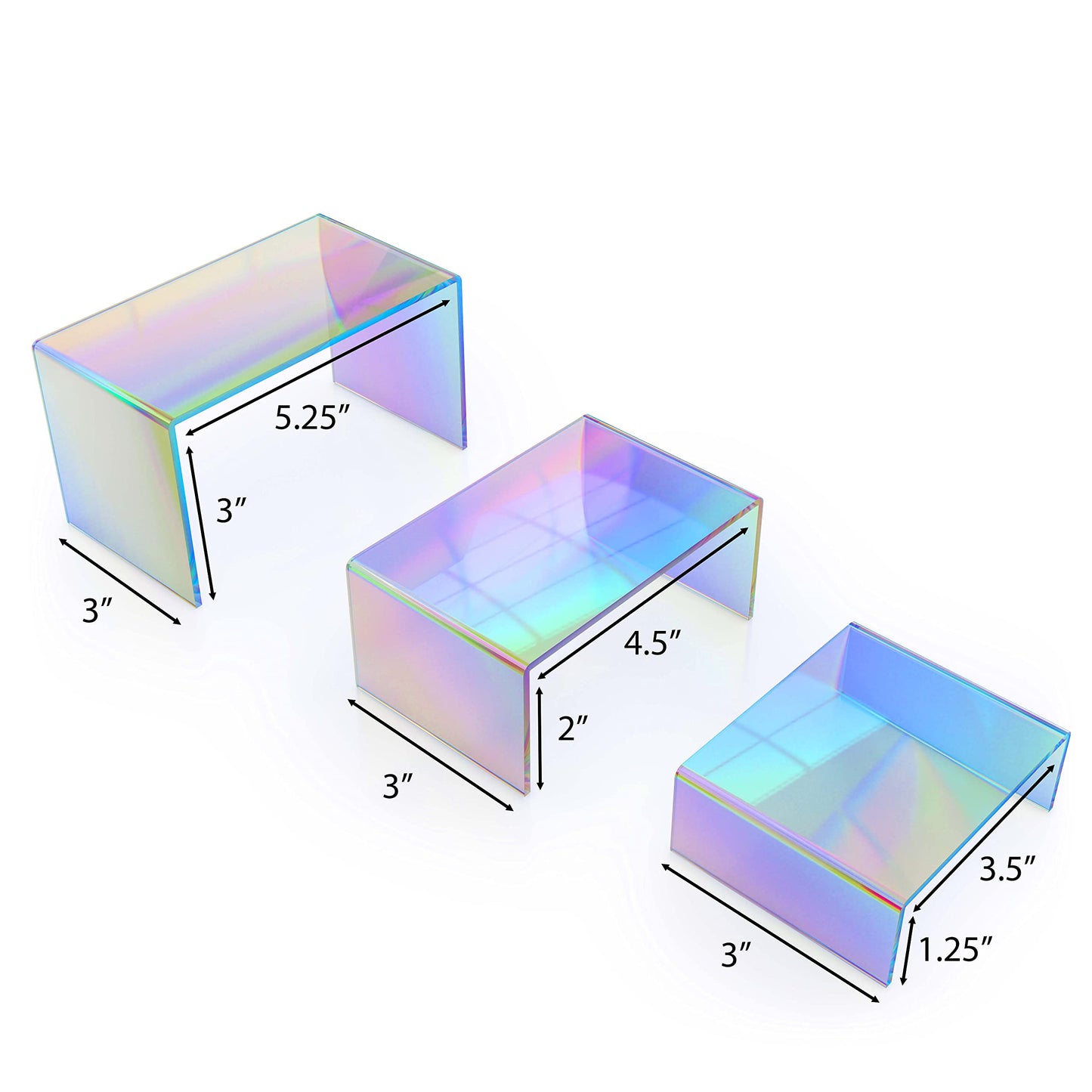 X-FLOAT Rainbow Iridescent Acrylic Display Risers (Set of 6)