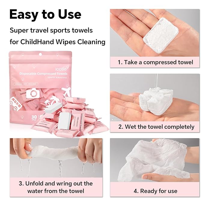 Compressed Towel 30 Pcs Disposable Compressed Face Towel Portable Cotton Coin