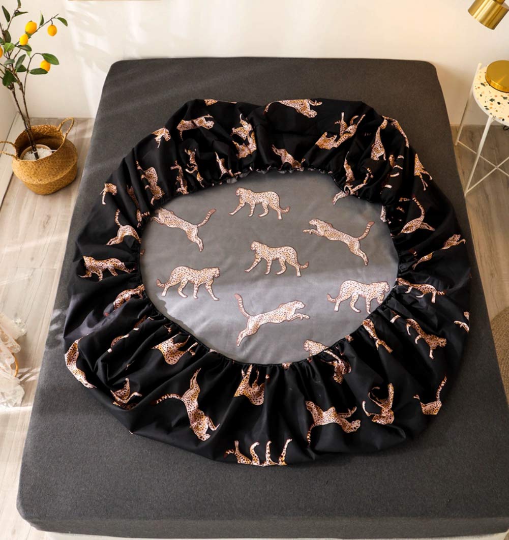 Leopard Fitted Sheet Girls Luxury Wild Animal Style Bedding Set Twin Size Women Chic Cheetah Print Bed Sheet Set for Kids Teens Bedroom Decor Black Brown Nature Wildlife Bed Cover with 1 Pillow Case