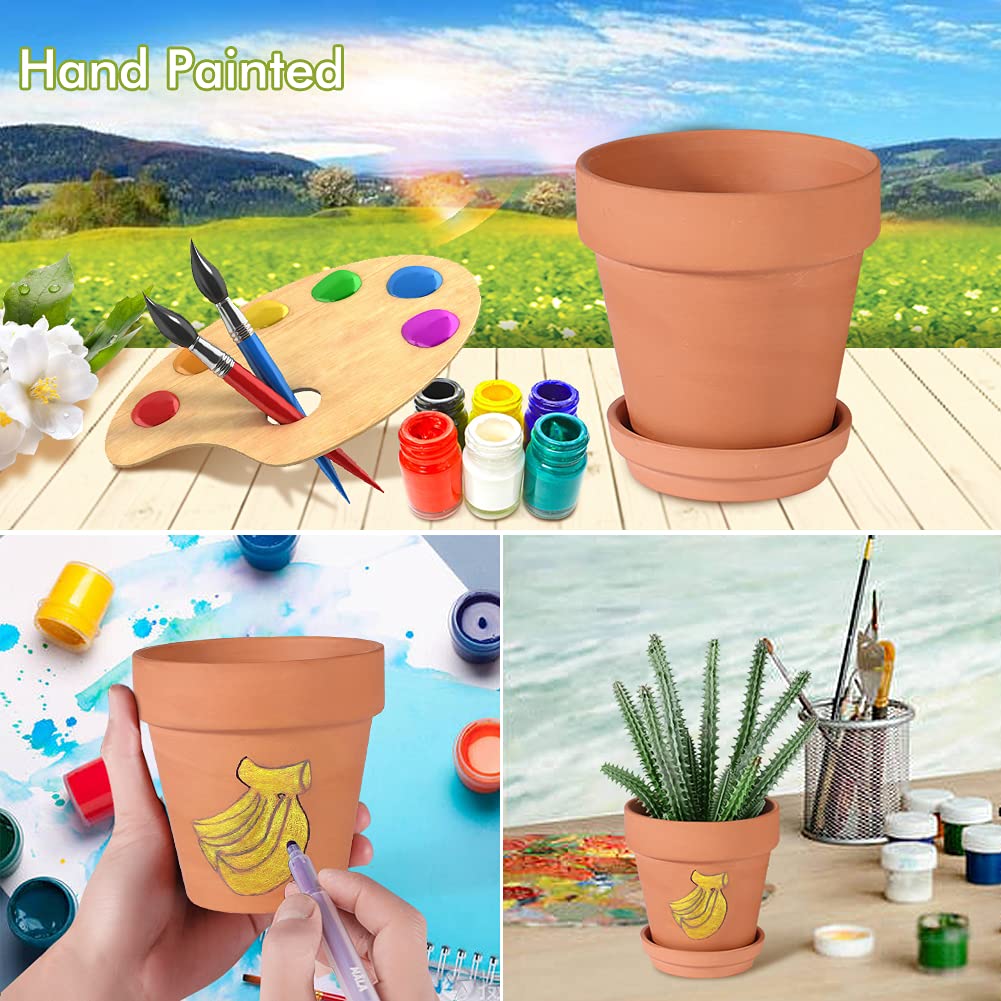TKSCUSR 22Pcs 3 Inch Terracotta Pots, Clay Flower Pots Cactus DIY Flower Pots with Drainage Hole,Great for Plants Garden Windowsill Indoor & Outdoor Wedding Favors Gifts
