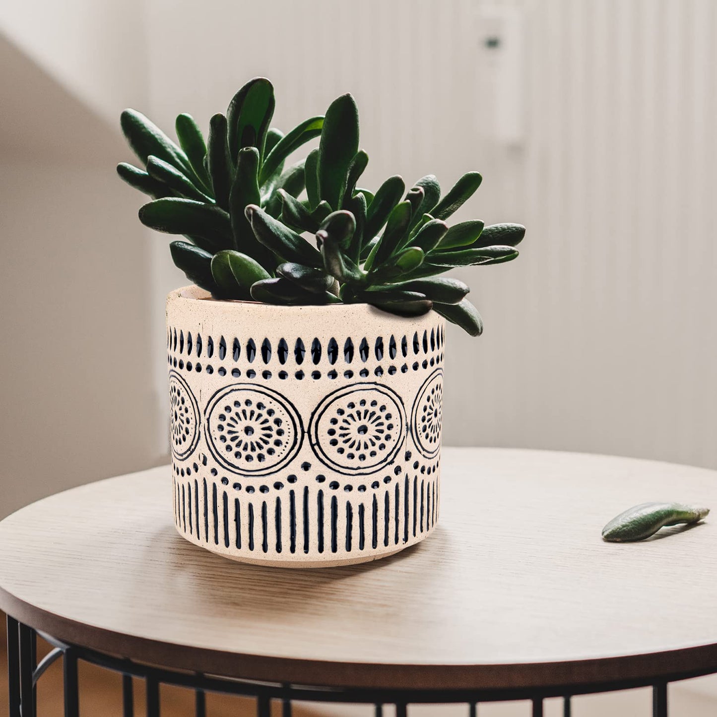 Chonsun Ceramic Planter 4 Inch Plant Pots Indoor Outdoor Succulent Plant Pot Flower Pots Mid-Century Planter Ceramic Pot