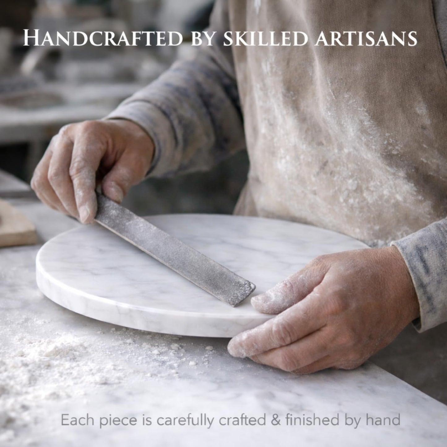 KC KULLICRAFT 11-Inch Round Marble Cheese Board – Solid White Natural Stone Cutting Board & Charcuterie Serving Tray with Non-Slip Feet, 0.5” Thick, Easy to Clean.