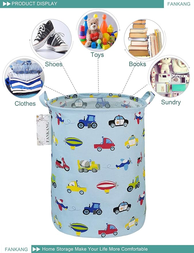 FANKANG Storage Basket, Nursery Hamper Canvas Laundry Basket Foldable