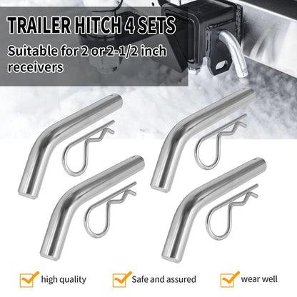 SYOWADA 4Pcs Steel Trailer Hitch Pin & Clip with Grooved Head Fits 2 Or 2-1/2-Inch Receiver, 5/8-Inch Diameter Trailer Hitch Pin for Towing