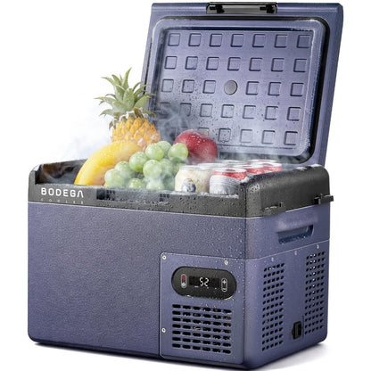 BODEGA 12 volt Car Refrigerator – 16QT Portable， Low Noise, Fast Cooling with LED Display, Multiple Charging Options, Energy-Efficient for Road Trips & Outdoor Adventures