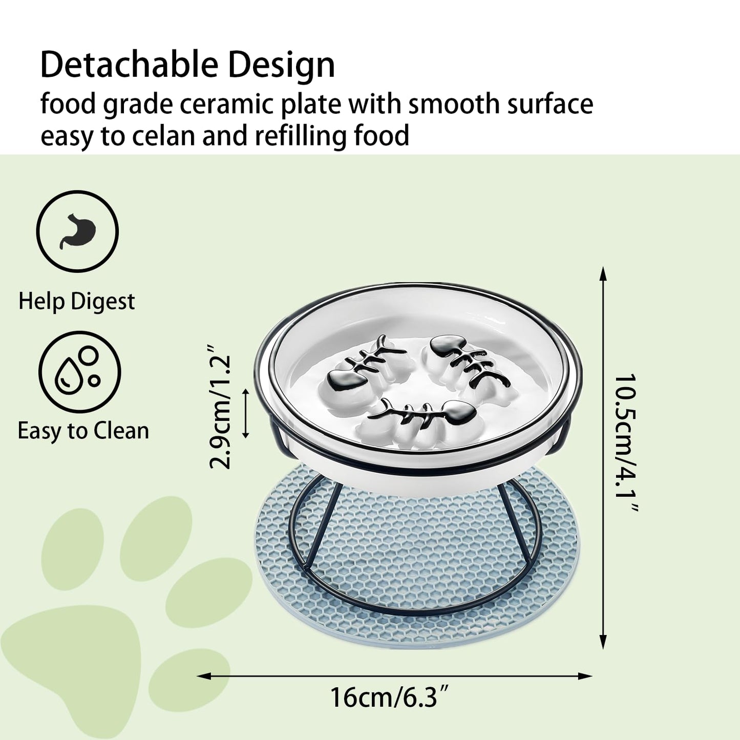 TRUNDISAN Upgrade Whisker-Fatigue-Free Cat Slow Feeder Bowl, Raised Cat Bowl Improved Design, Anti Vomit Promotes Digestion and Prevents Obesity, Durable and Slow Down Your Feline Friend Eating Speed