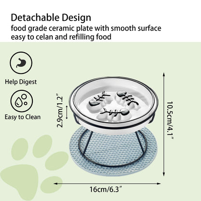 TRUNDISAN Upgrade Whisker-Fatigue-Free Cat Slow Feeder Bowl, Raised Cat Bowl Improved Design, Anti Vomit Promotes Digestion and Prevents Obesity, Durable and Slow Down Your Feline Friend Eating Speed