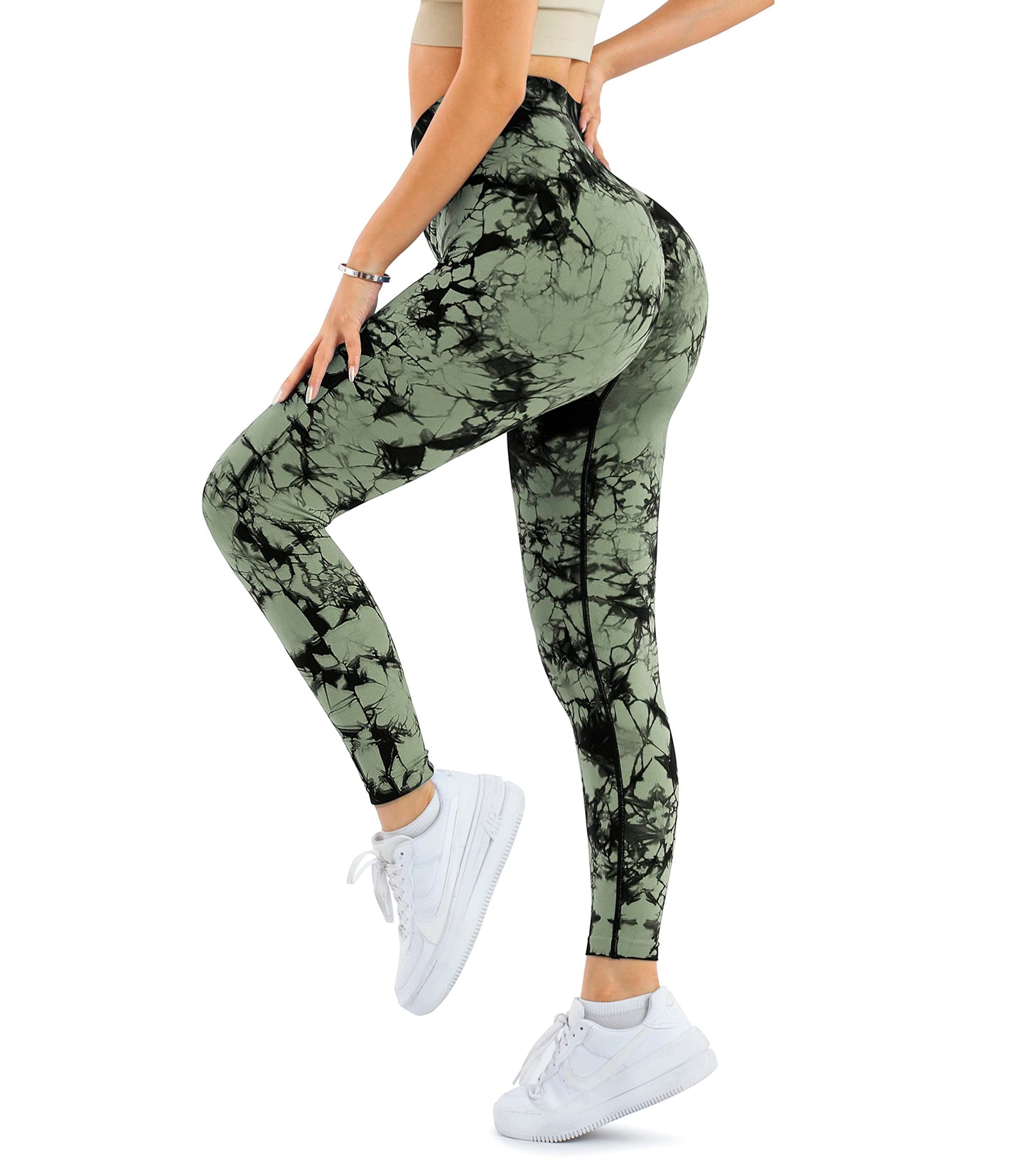 A AGROSTE Women Seamless Workout Leggings with Pockets Scrunch Butt Lifting Gym Leggings High Waisted Yoga Pants