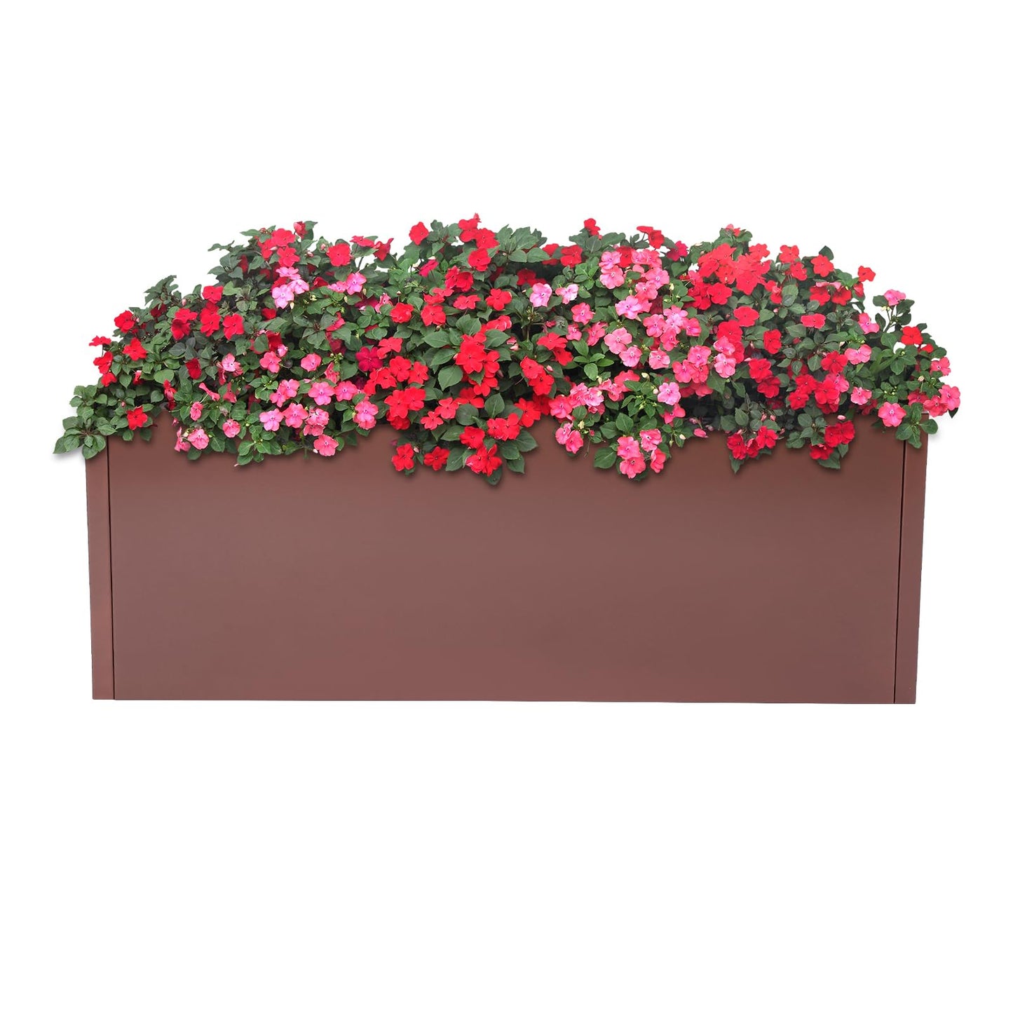 TFCFL Large Planter Box, Rectangular Steel Raised Garden Bed with Drainage, Outdoor Indoor Flower Pot for Balcony Patio, Heavy Duty Plant Container for Gardens, Halls, Terraces 38x15x15 Inch（Brown）