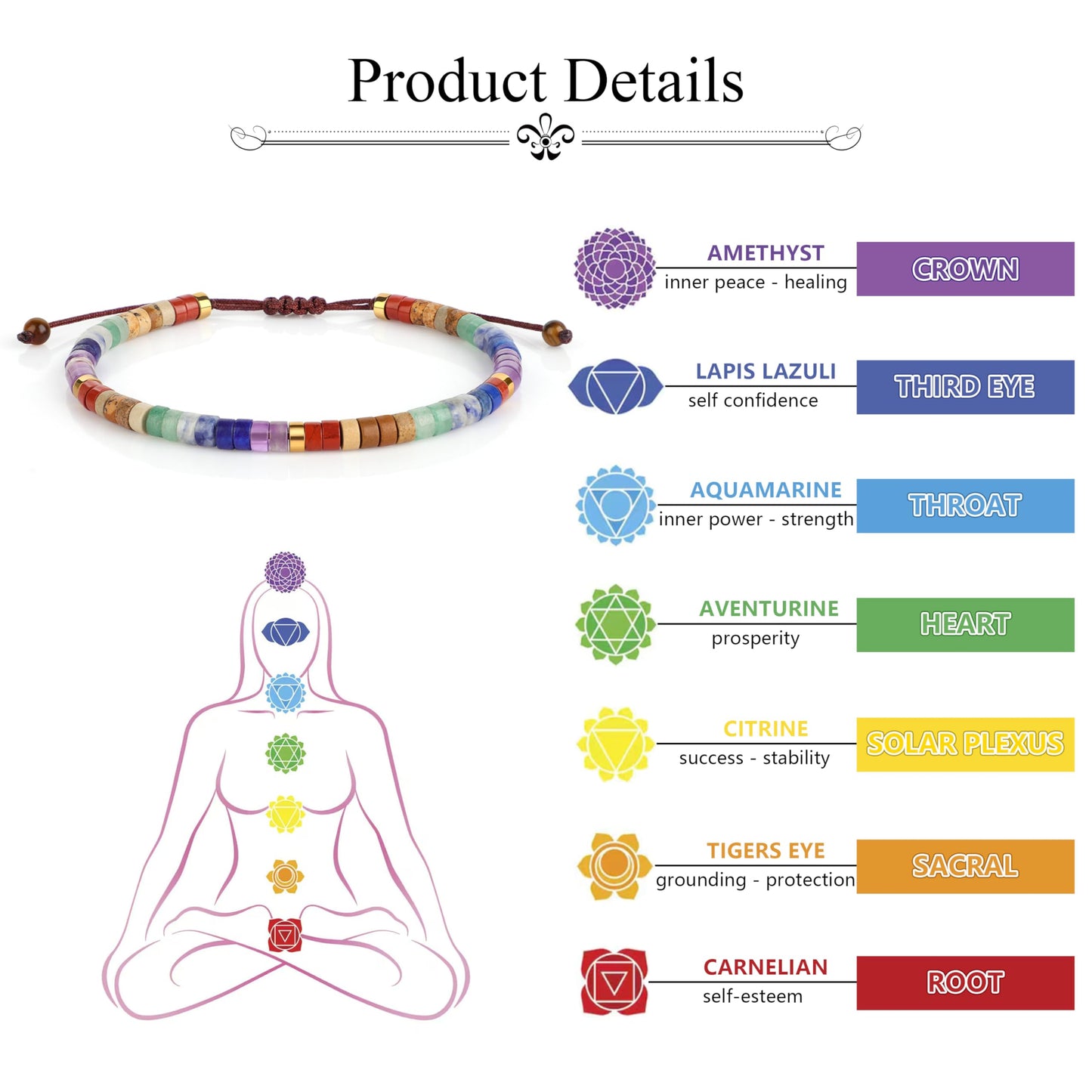 JoycuFF Chakra Bracelets for Women Crystals and Healing Stones Crystal Bracelet for Women Healing Crystals Meditation Relaxing Gifts for Womens Bracelets Anxiety Relief Items 7 Chakras