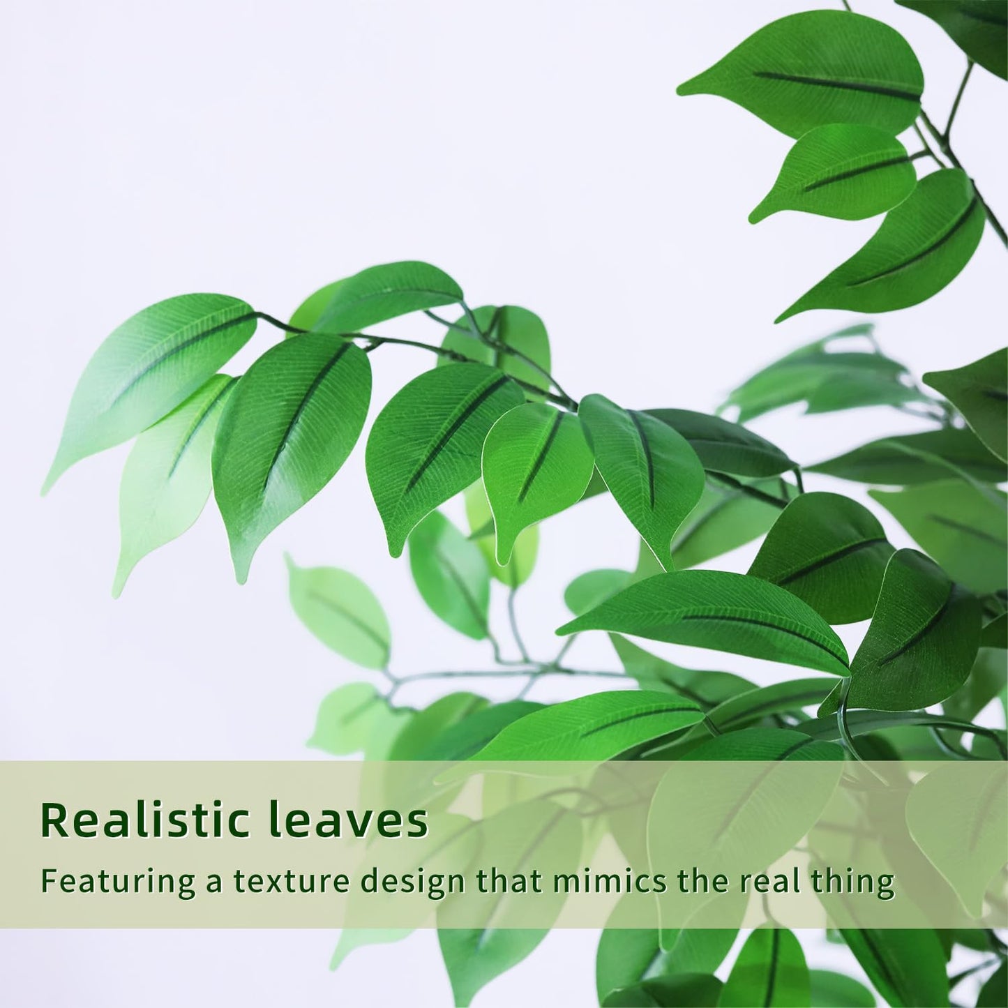 Artificial Ficus Tree 6FT Tall, Artificial Plants Indoor with White Planter Faux Ficus Tree Realistic Faux Silk Plant for Home Office Living Room, Porch, Garden Decor