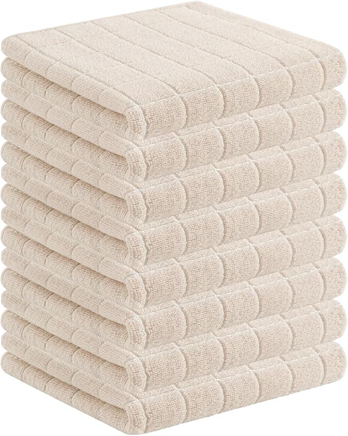 Homaxy 100% Cotton Terry Kitchen Towels, Checkered Designed, Soft and Super
