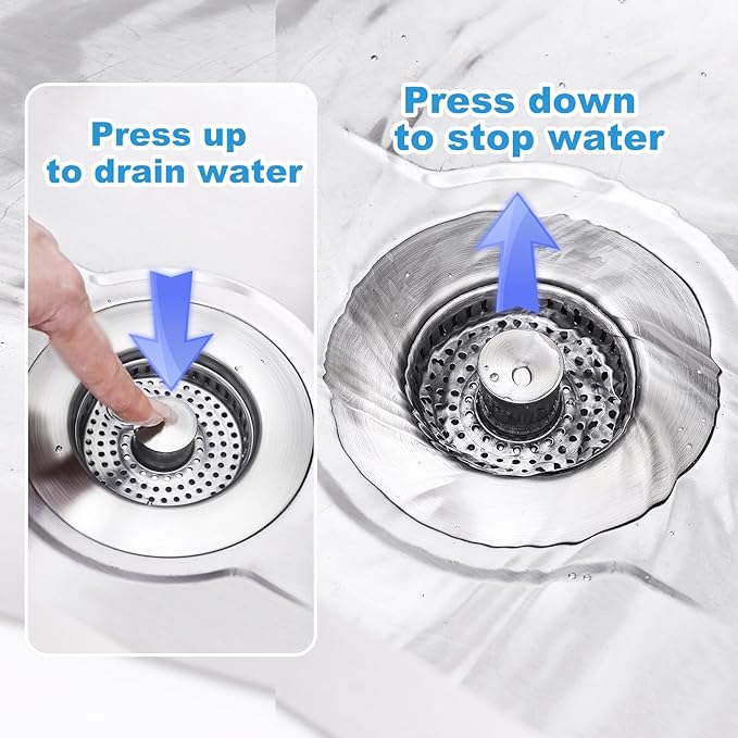 2 Pack Kitchen Sink Drain Strainer & Stopper