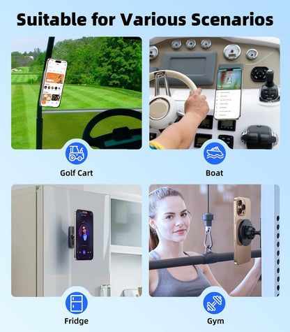 scenein Magnetic Golf Cart Phone Holder Compatible with MagSafe iPhone, Cell Phone Mount Fit for EZGO, Kandi, Yamaha, Icon, Club Car, Gym, Golf Cart Accessories Essentials Gift for Men Women Friends