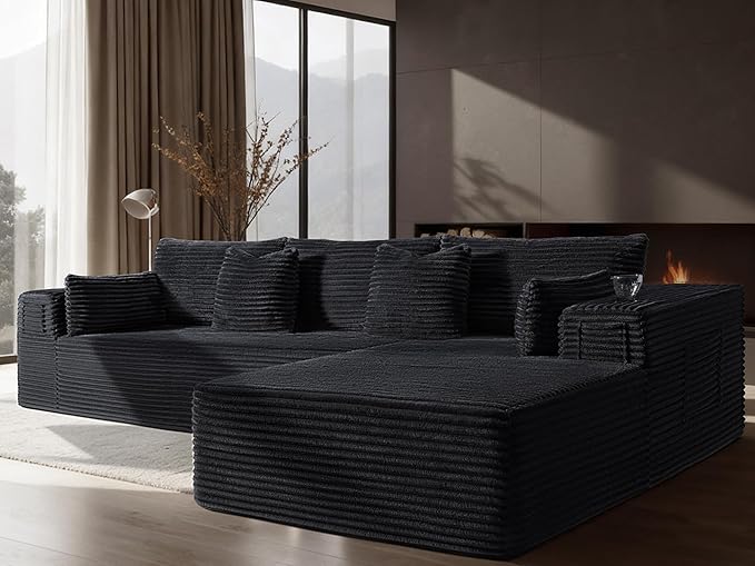 108" Oversized Cloud Sectional Couch, Comfort L Shaped Boneless Couch