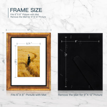 XUANLUO 9x12 Picture Frames Set of 4 Rustic Retro Photo Frame with HD Plastic Cover for Wall Mount and Tabletop Display Family Friends Wedding Gift