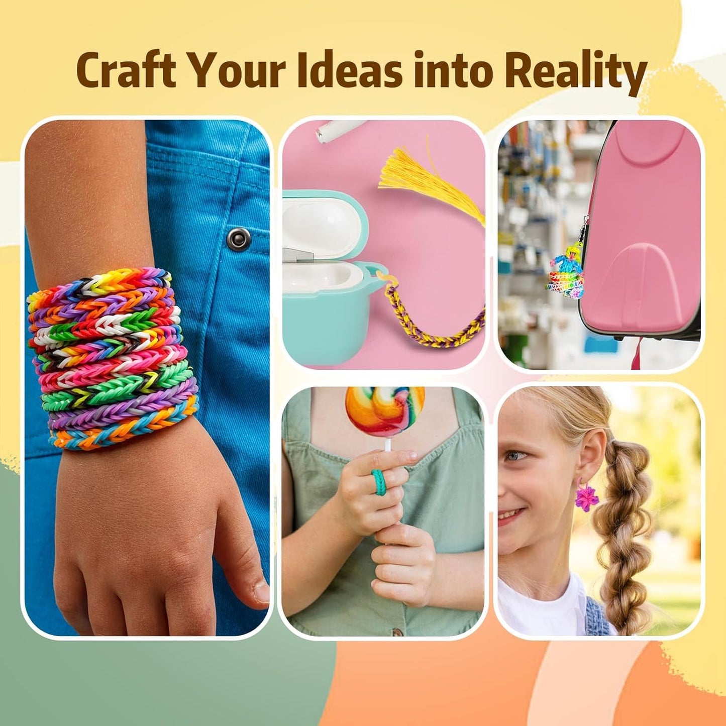 17000+ Loom Bands Kit - 40 Vibrant Colors Loom Bands – Rubber Bands Bracelet Making Kit with A,B,C Beads, S Hooks and Tools with Storage Box - DIY Arts & Crafts Gift for Girls & Boys