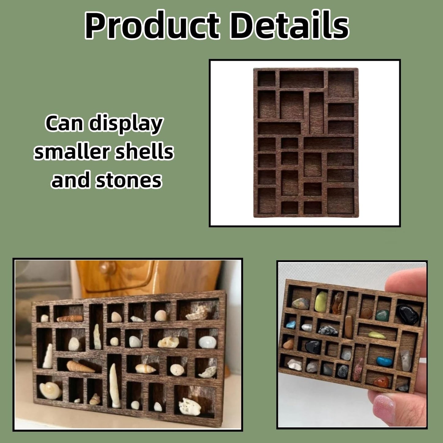 Fyazgop 1 PCS Miniature Wooden Trinket Shelf Wooden Display Shelf for Rocks Collectibles and Wall Decor