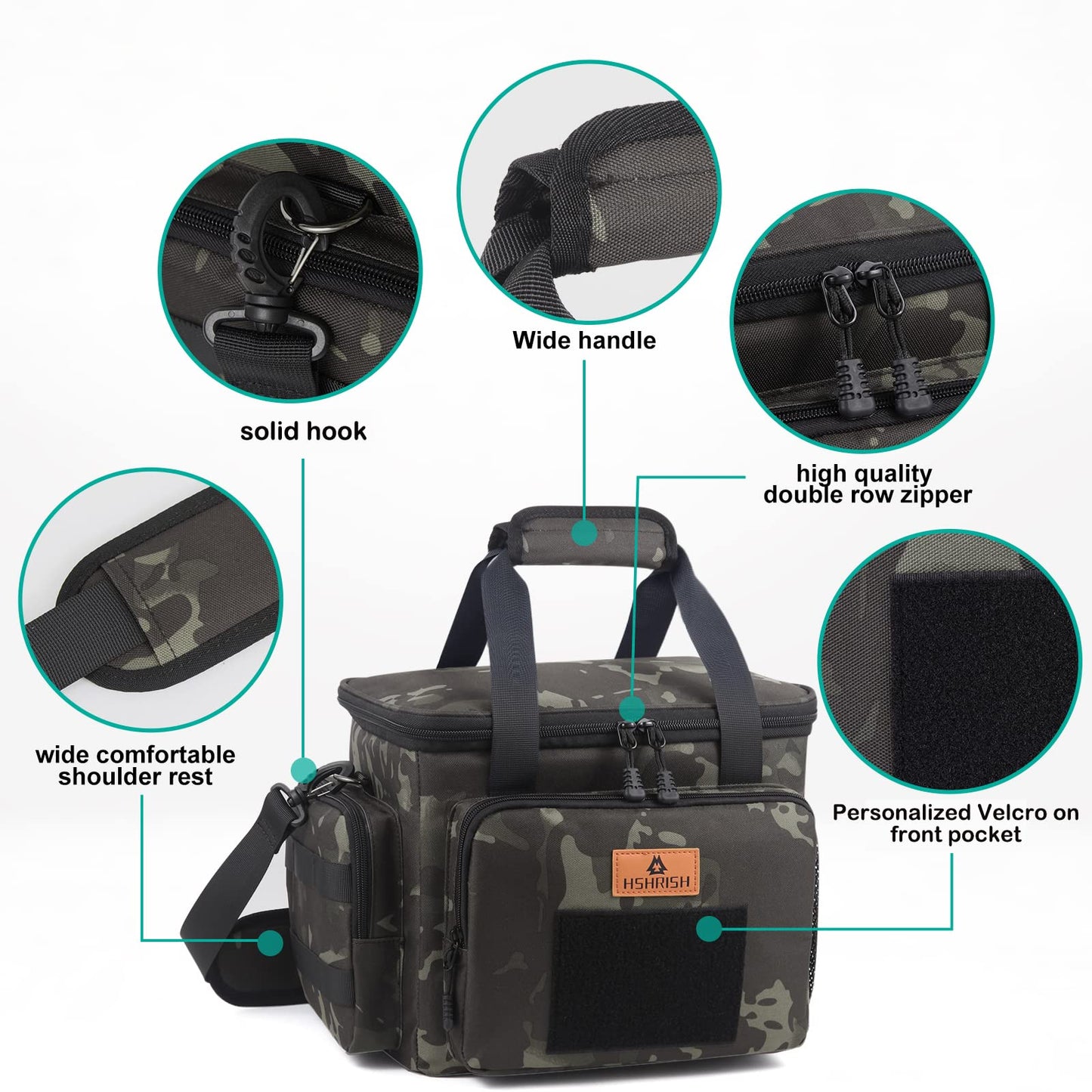Lunch Bag for Men, Tactical Cooler Bag, Reusable Waterproof Leakproof Insulated Lunch Box for Adults Men Work Picnic Outdoor Day trips Camping, 12L Camo HSHRISH