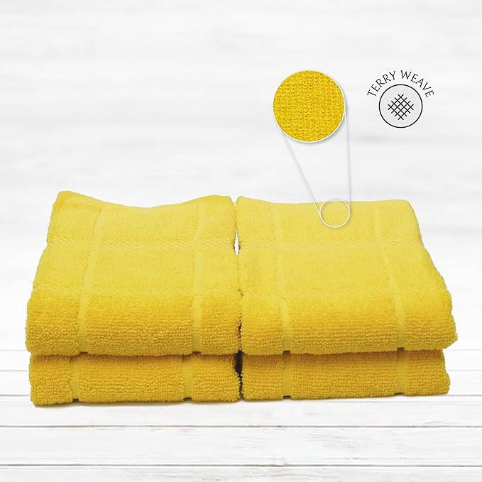 100% Cotton Terry Dish Towels, 4 Pack Plain, 16 x26 Inches, Super Soft and