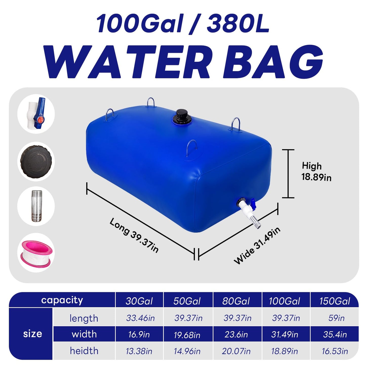 BEXRUO 3785 L/1000 Gallon Water Bladder Tank, Blue Portable RV Water Tank, Large Capacity Water Storage Bladder for Camping, Garden, Emergency, Outdoor Sports