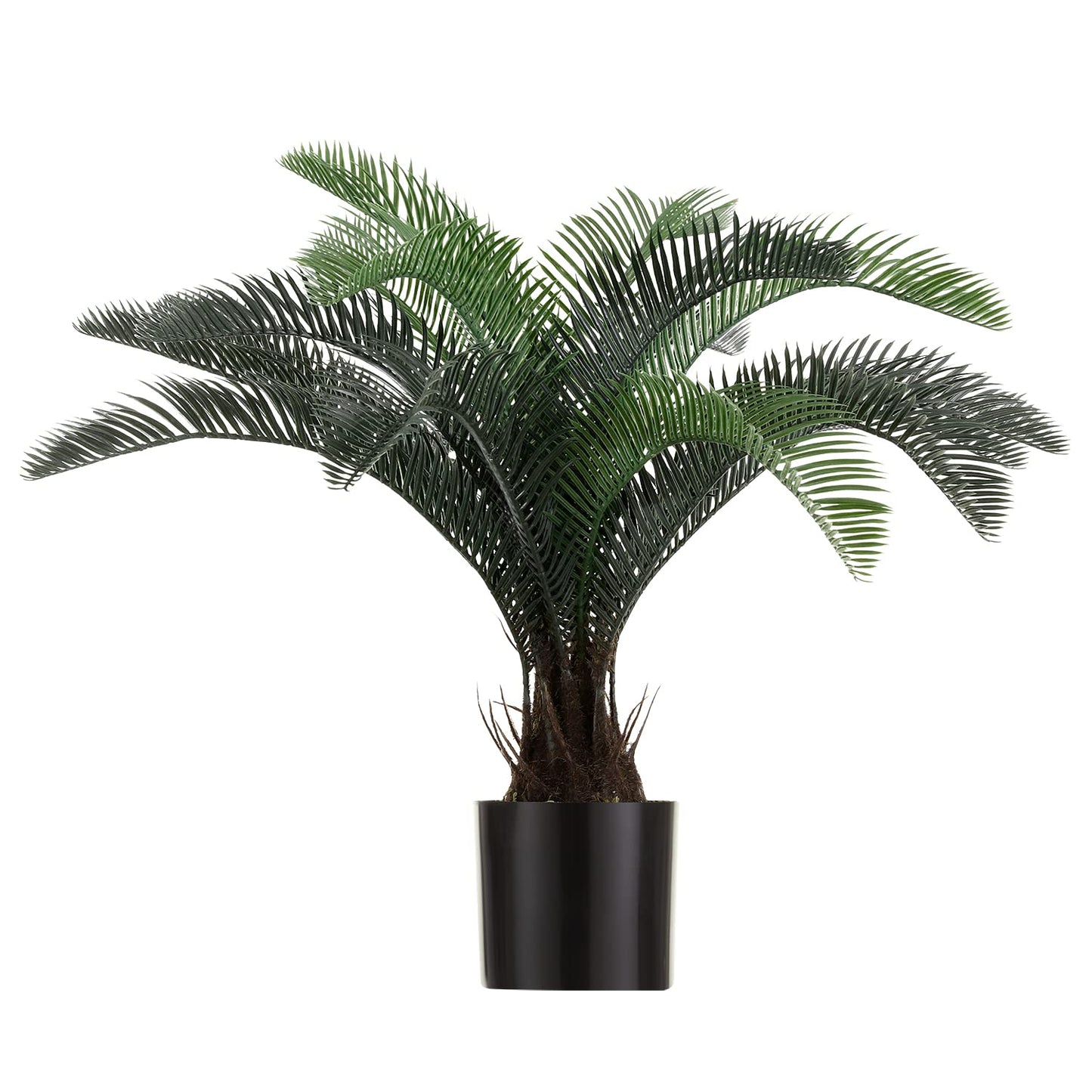 ALLTOP TURF Nearly Natural 20" Artificial Cycas Plant(18 Leaves) Fake Revoluta Sago Palm Tree for Indoor Home Garden Office Store Floor Decoration, with Black Pot