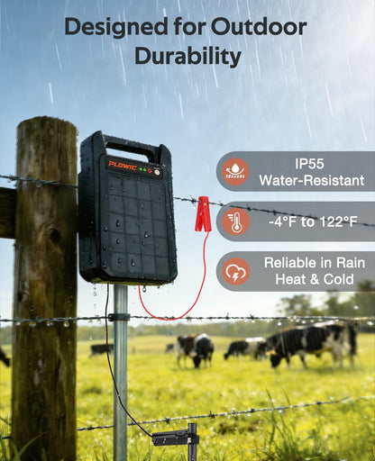 Outdoor Work Tool Kit with Solar Electric Fence Charger and 8" Glass Suction Cups, Portable Fence Energizer & Heavy Duty Vacuum Lifter Bundle