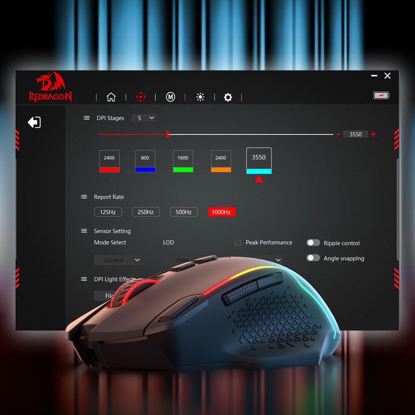 Redragon M810 Pro Wireless Gaming Mouse, 10000 DPI Wired/Wireless Gamer Mouse w/Rapid Fire Key, 8 Macro Buttons, 45-Hour Reliable Power Capacity and RGB Backlit for PC/Mac/Laptop