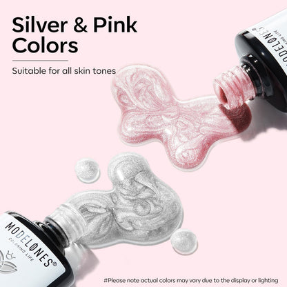 modelones Gel Nail Polish Set 2 Pcs 15ml French Manicure Kit White Nude Pink Jelly Sheer Gel Polish Soak Off UV LED Classic French Tip Gel Polish Natural Nail Art DIY Gift for Women