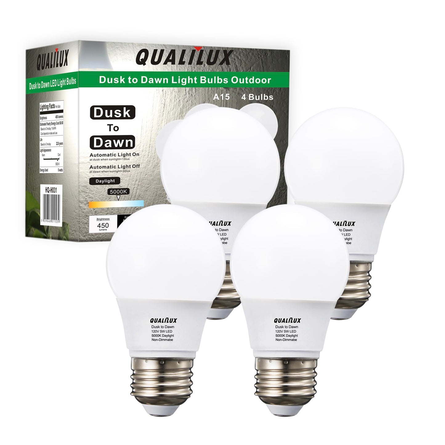 Dusk to Dawn Light Bulbs, Auto On/Off Light Sensing LED Bulbs Outdoor, Vintage Amber, Edison ST19 2-Pack, 6.5W 700LM 60W Equivalent, HQ-H027
