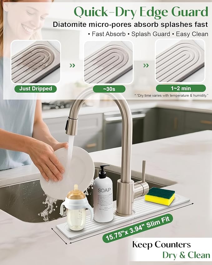 Stone Drying Mat for Kitchen Faucet: Diatomite Stone Drying Tray