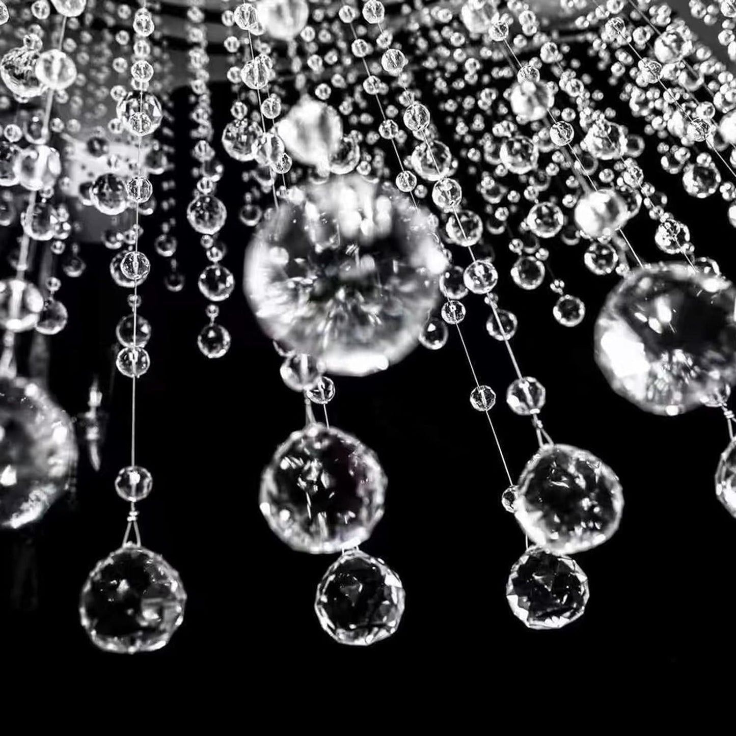 Bolo.ban Crystal Beaded String Clear Glass Beads Garland Strands Hanging Wedding Arch Decor Curtain Chandelier Christmas Tree Ornaments Door String Beaded Drapes Decoration Accessories(3.3 Feet 5pcs)