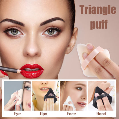 Pimoys 6 Pieces Powder Puff Face Makeup Sponge Soft Velour Triangle Powder Puffs Beauty Sponge Stocking Stuffers for Loose Powder (Black, Pink)