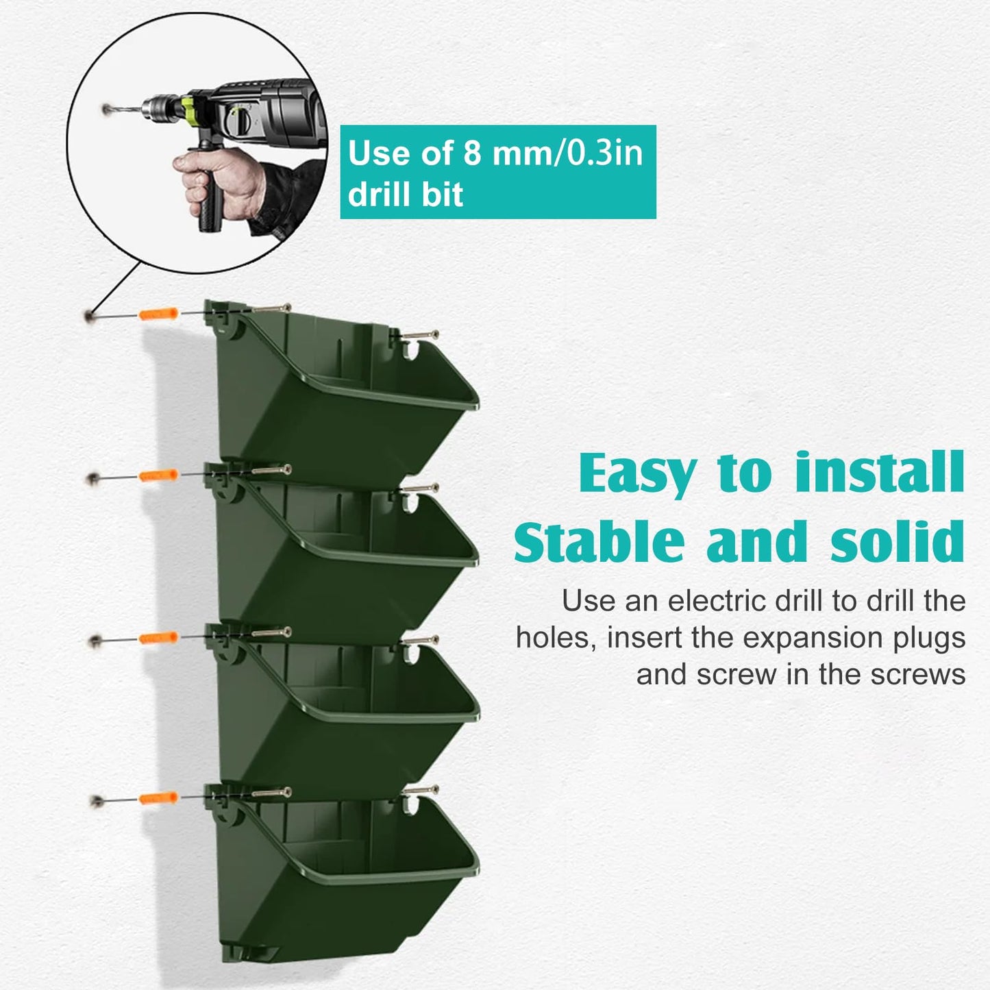 Gatyagff Vertical Wall Planter, 4 Packs Self Watering Wall Planters for Indoor with 3 Pcs Garden Tool Set Vertical Planter Tower for Strawberry Flowers Herbs, 12.9''x5.5'' x26.7''