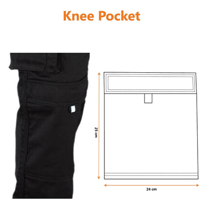 WrightFits Men Pro-11 Work Trousers Black - Heavy Duty Safety Combat Cargo Pant - Multi Pockets & Knee Pad Pockets - Triple Stitched -Durable Work wear (34W X 31L, Black)
