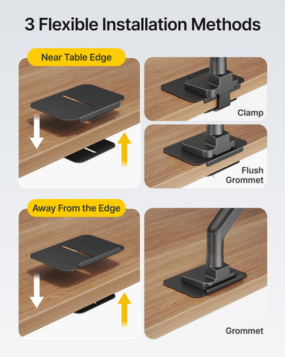 monTEK Adjustable Steel Monitor Mount Reinforcement Plate, Desk Stabilizer Plate for Thin, Glass or Fragile Desks,Universal Protective Support for C-Clamp & Grommet Monitor Arms, No Scratch Bracket