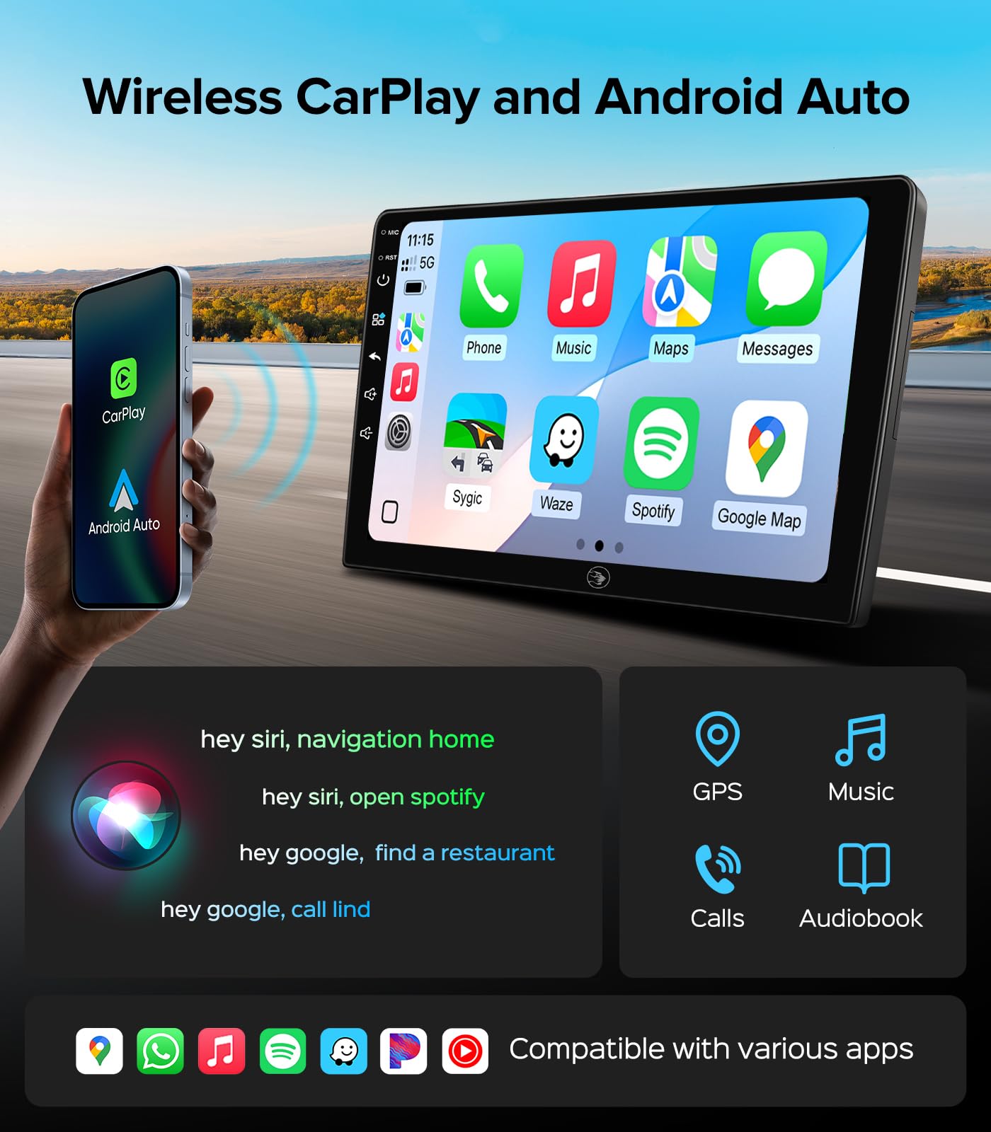QLED Linux Car Stereo for Ford F150 2004-2008, F250 F350 2008-2016 - Fast Boot Wireless CarPlay & Android Auto Radio, AHD 1080P Backup Camera, Bluetooth, SWC, AM/FM, Dash Kit Replacement